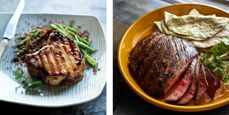 Korean BBQ Pork Chop and Grilled Tennessee Steak