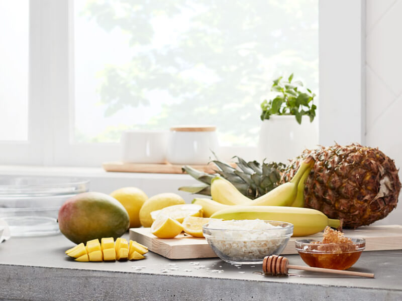 Assorted fruits on a countertop