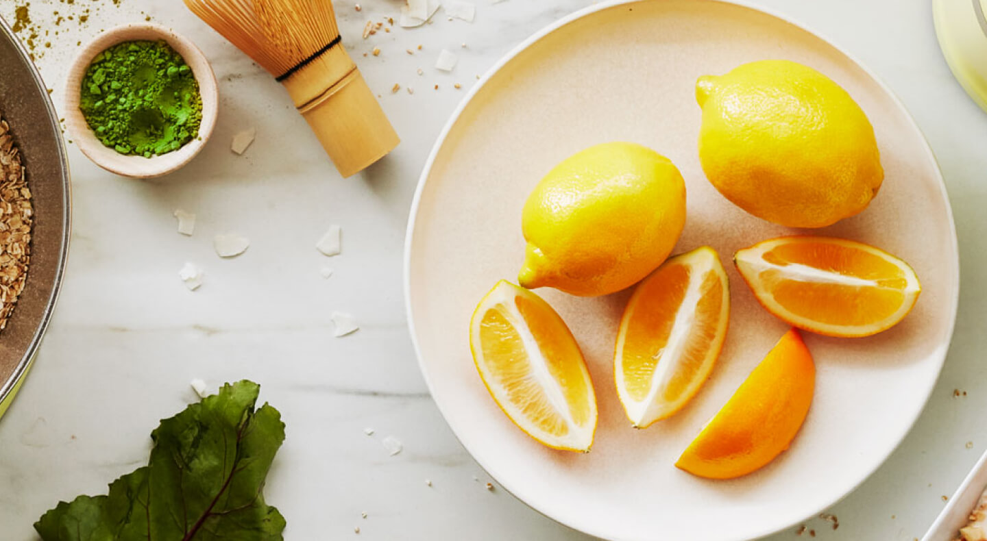 Lemon slices on a plate