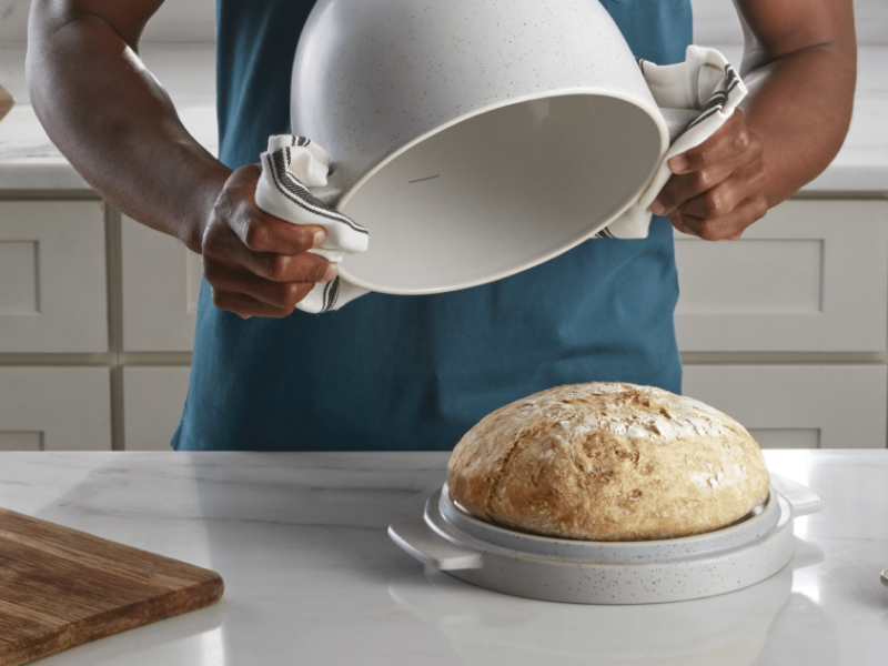 Man using the KitchenAid® Bread Bowl for fresh-baked bread