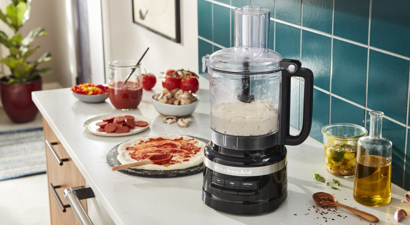 Pizza dough in a food processor 