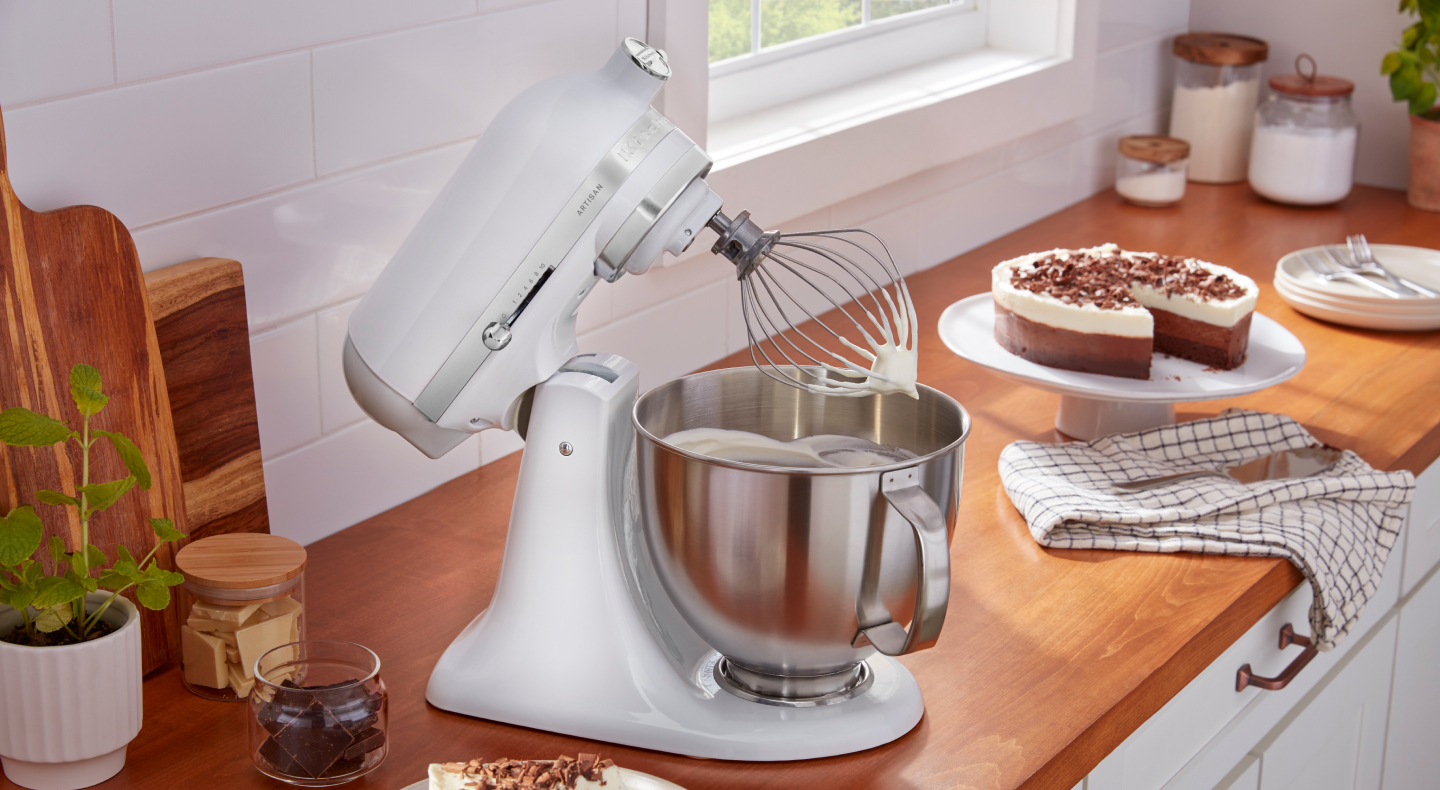 White KitchenAid® stand mixer