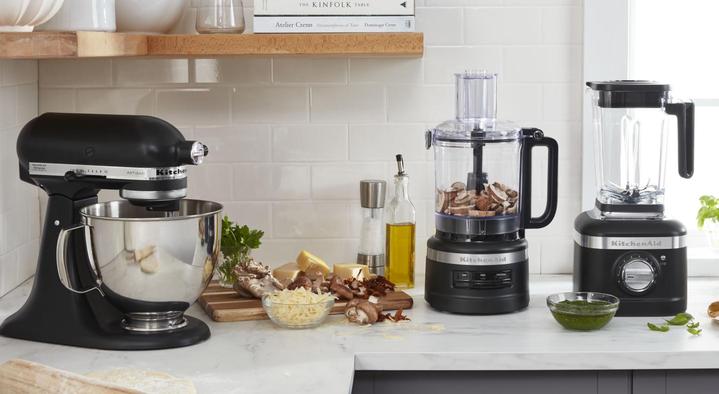 A countertop of appliances to make charcuterie