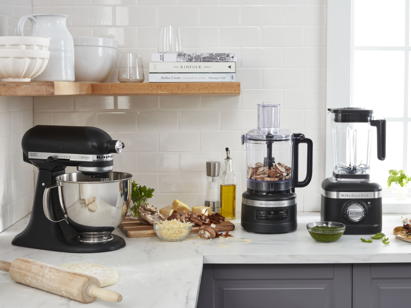 A countertop of appliances to make charcuterie