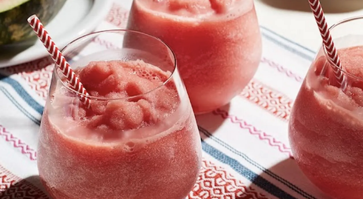 Slushies in glasses with paper straws