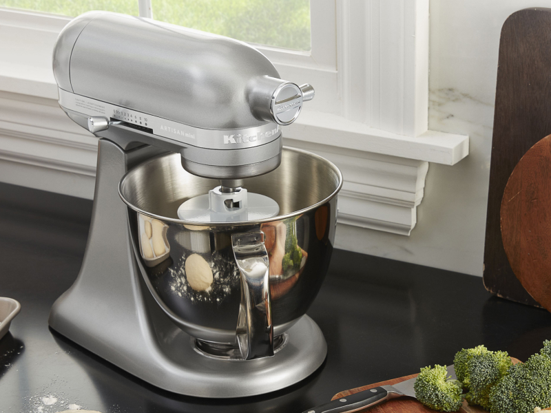 Bread dough being prepped on a counter