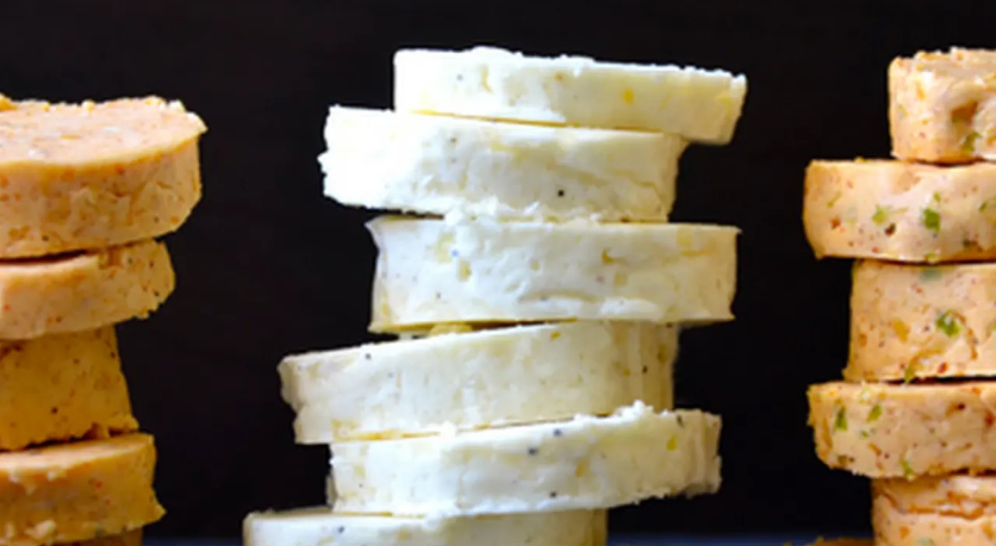 Disks of compound butter stacked on top of each other