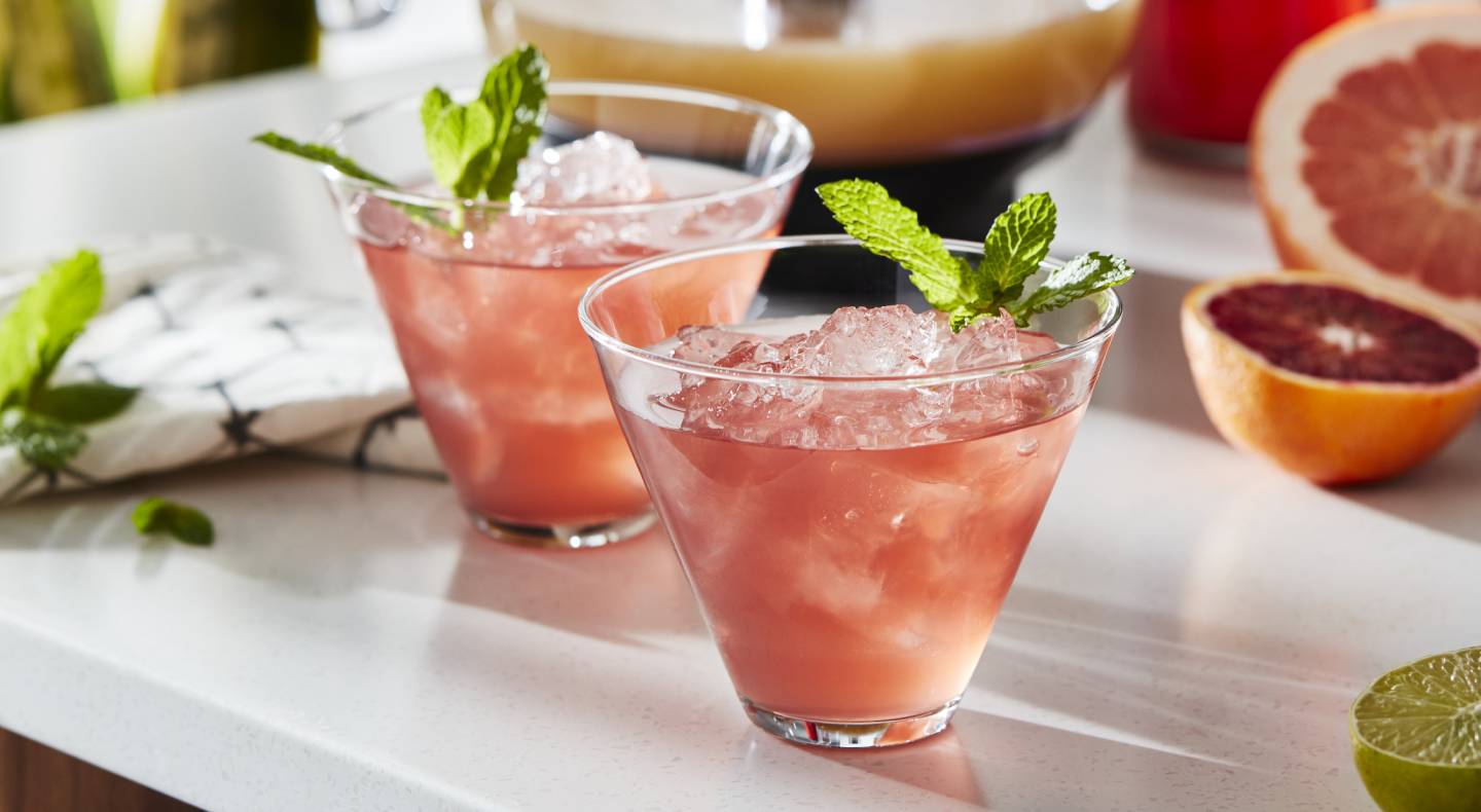 Margaritas on the rocks with garnish