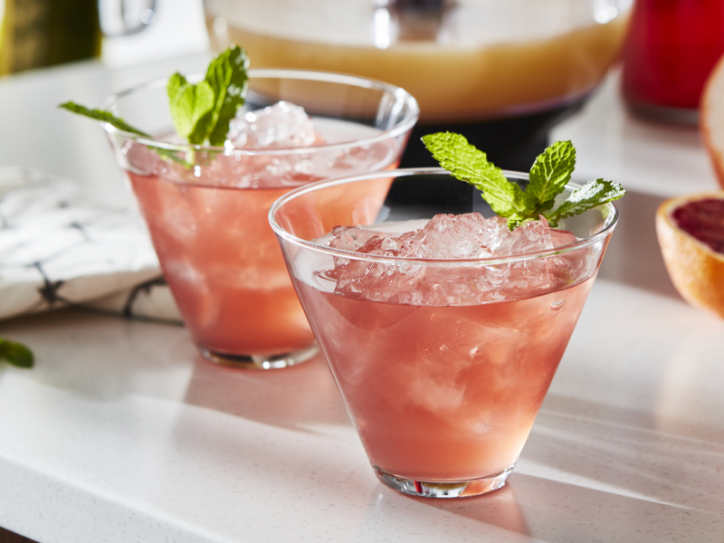Margaritas on the rocks with garnish