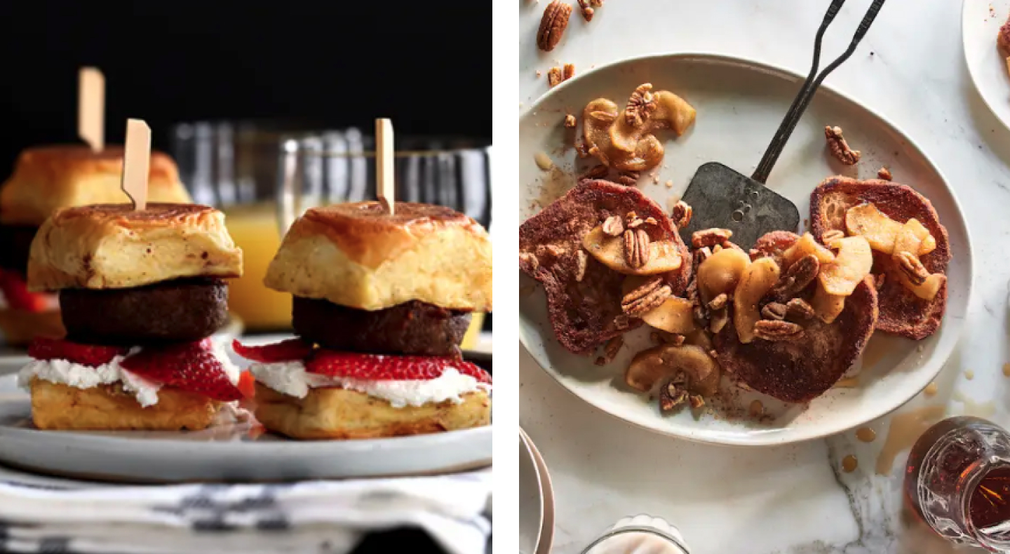 Sweet French toast sliders and french toast topped with chopped nuts