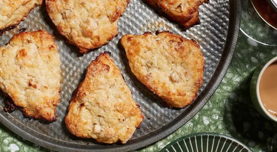 Homemade scones on cookie sheet