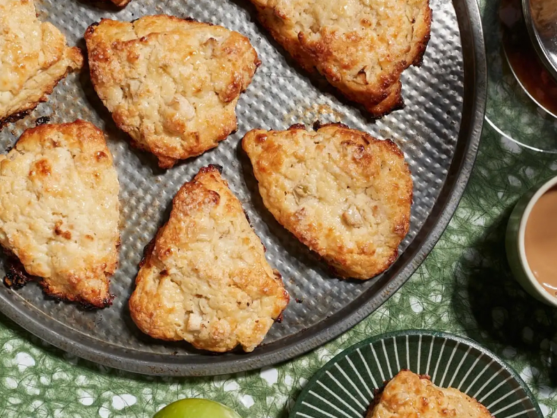 Homemade scones on cookie sheet