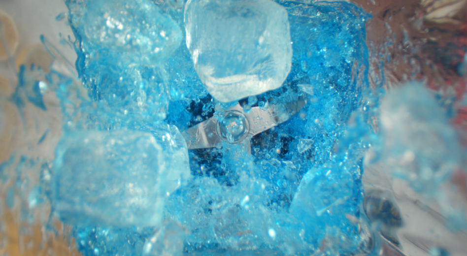 Ice being crushed in KitchenAid® blender.