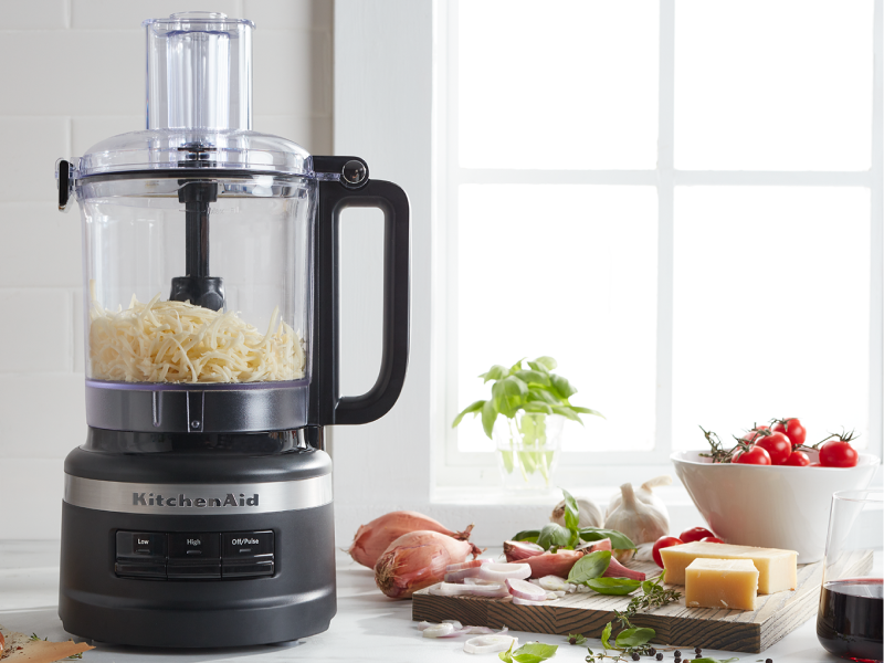 A black KitchenAid® food processor.