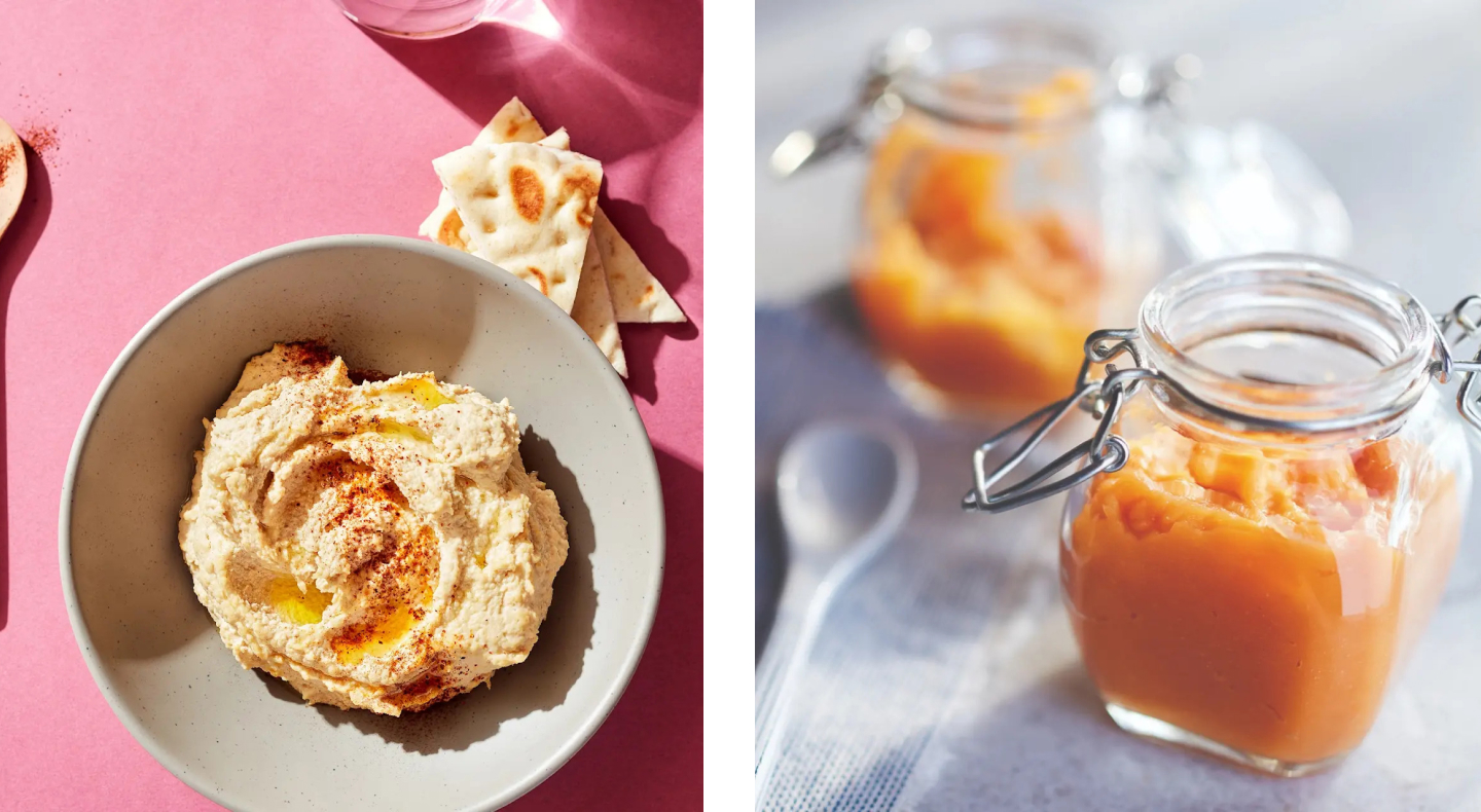 Homemade hummus and homemade baby food