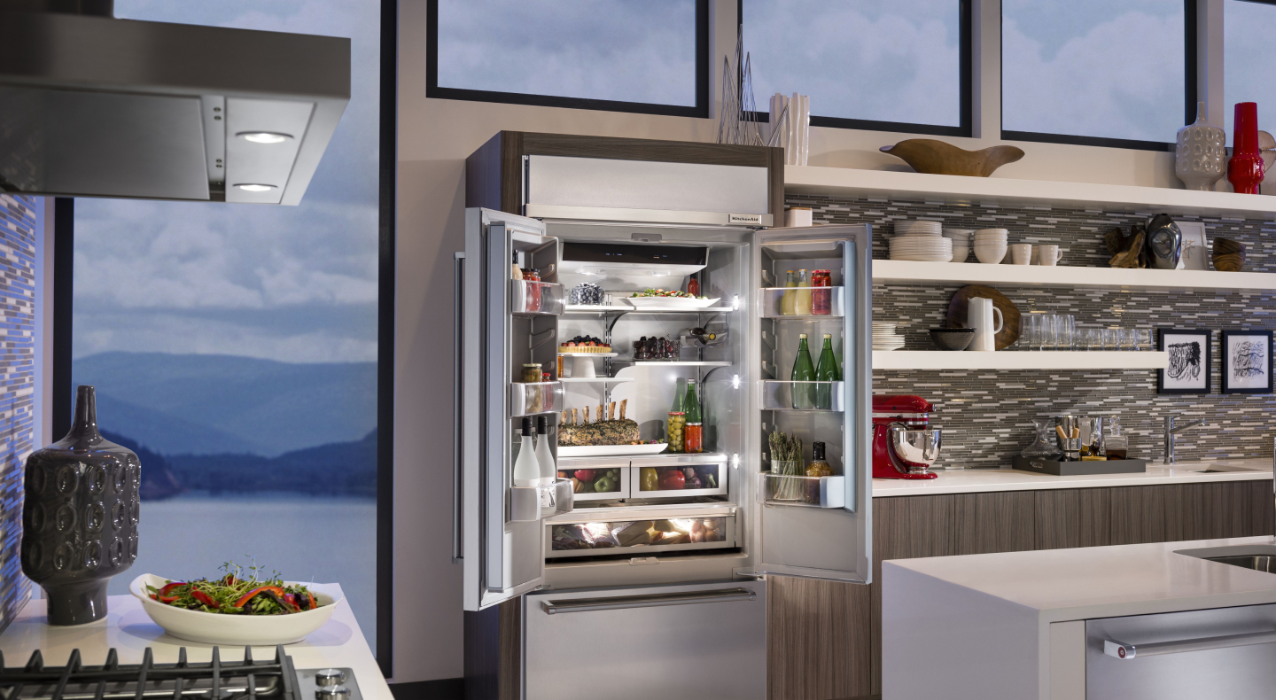 Refrigerator open to show contents