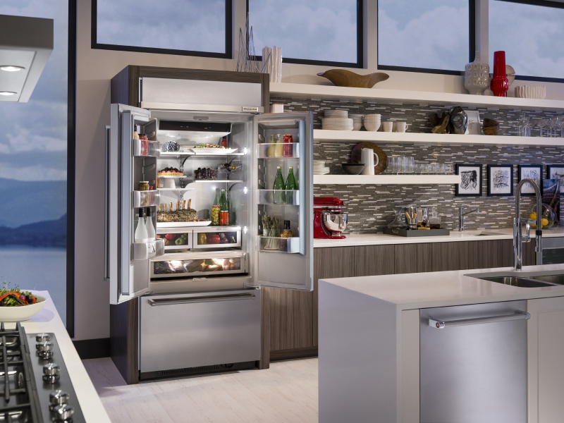 Refrigerator open to show contents