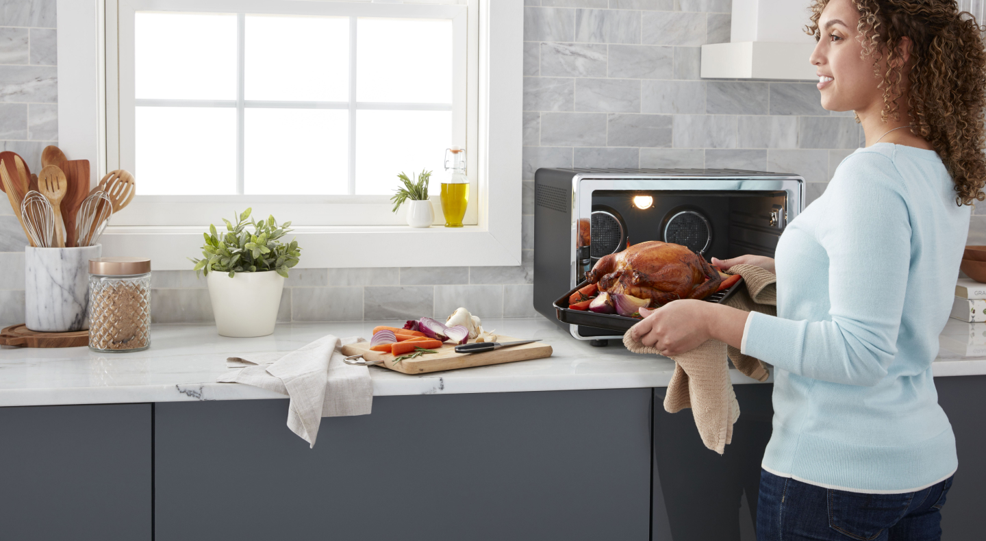 A fully cooked roast chicken ready to serve