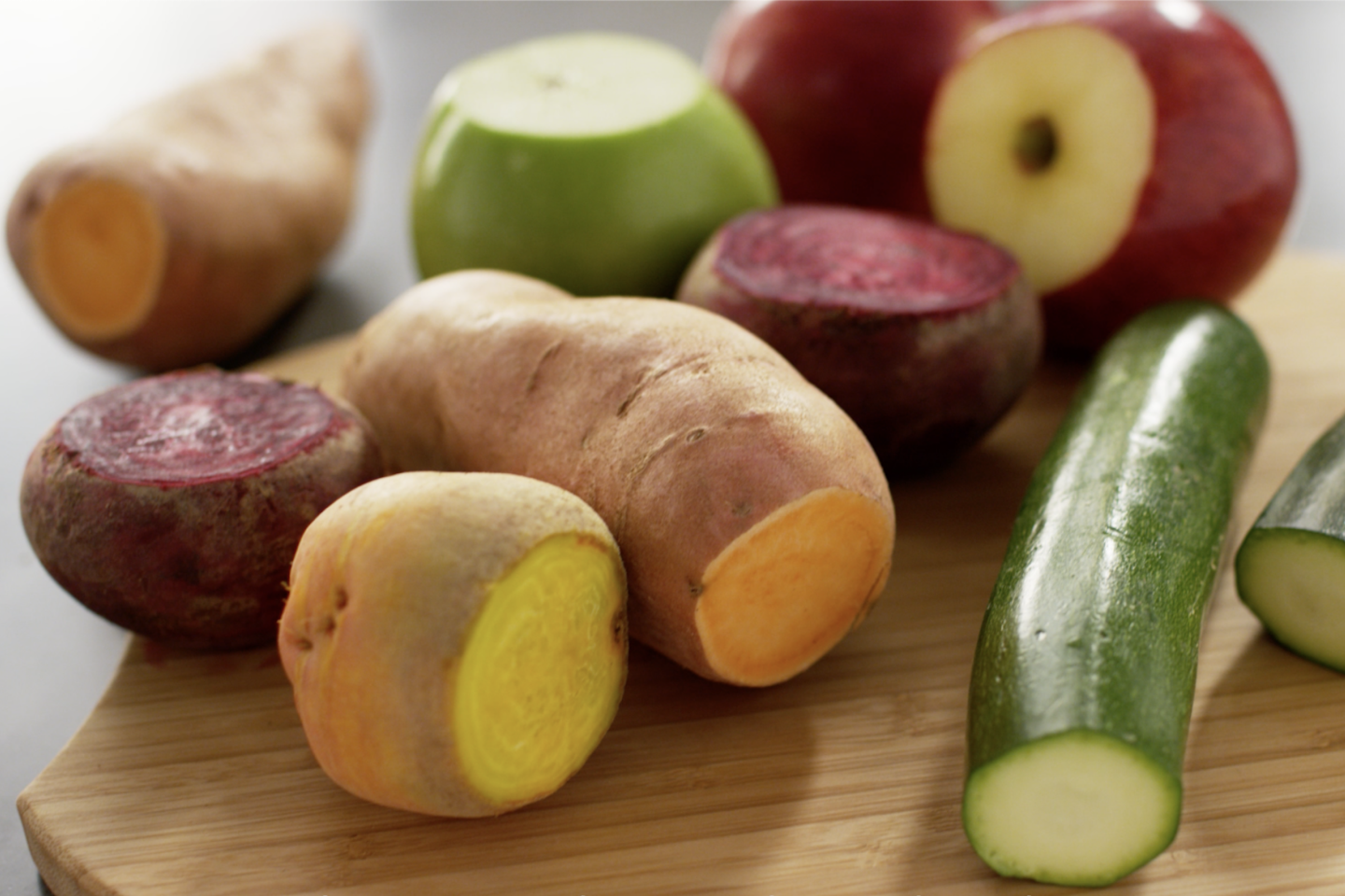 Apples, zucchini and potatoes.