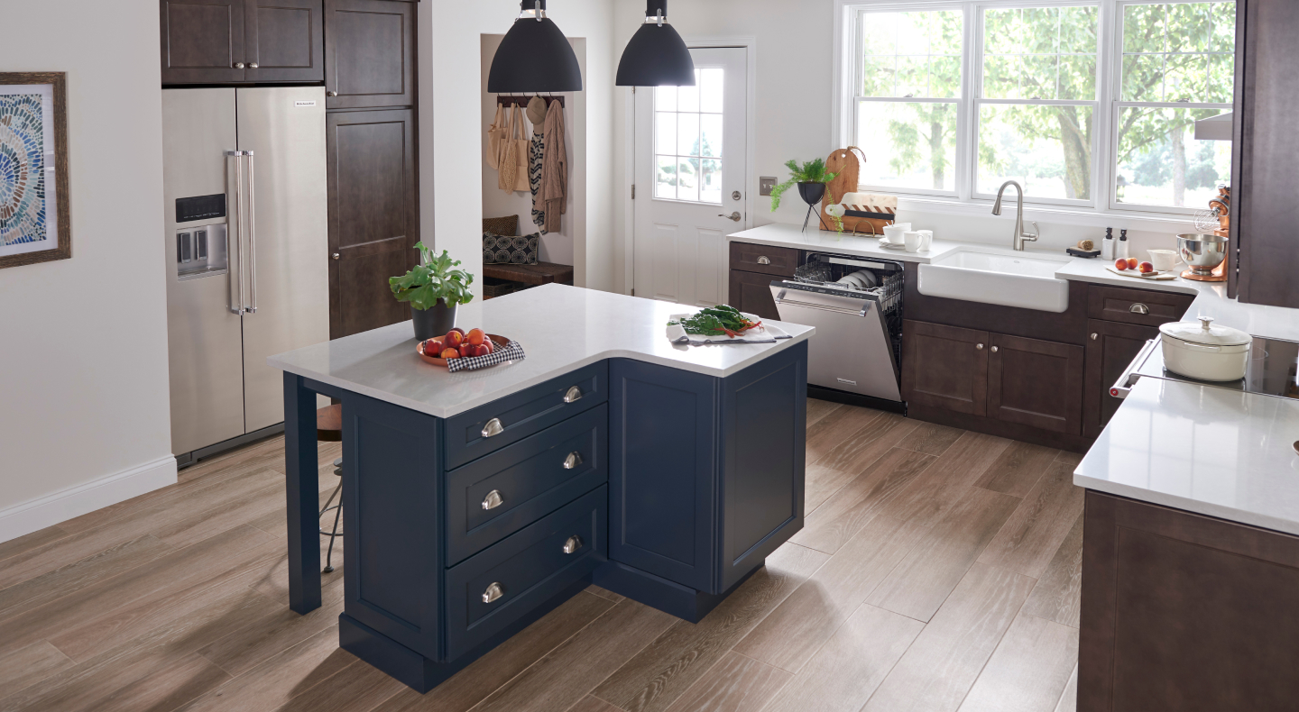 Modern kitchen with stainless steel KitchenAid® appliances