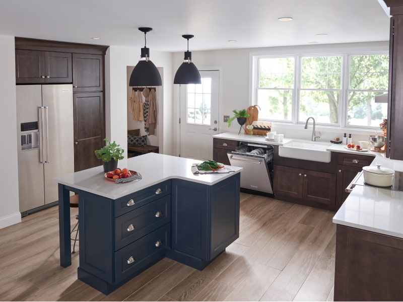 Modern kitchen with stainless steel KitchenAid® appliances