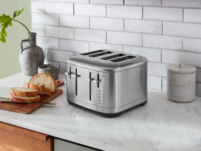 Stainless steel KitchenAid® 4-slice toaster on granite countertop