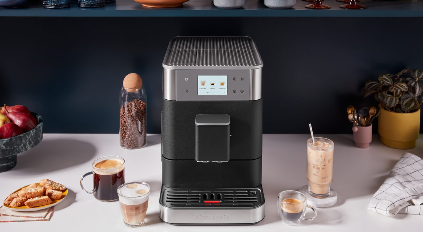 Black KitchenAid® fully automatic espresso machine