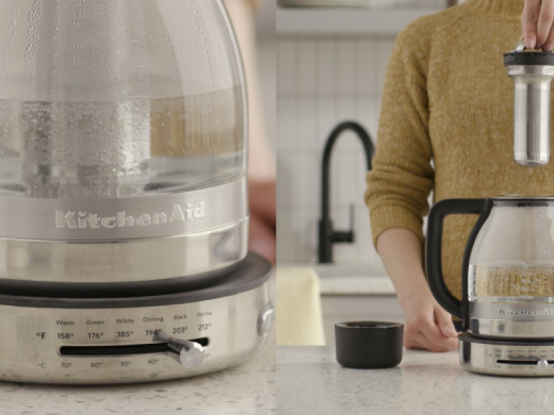 Glass KitchenAid® electric tea kettle with infusing insert