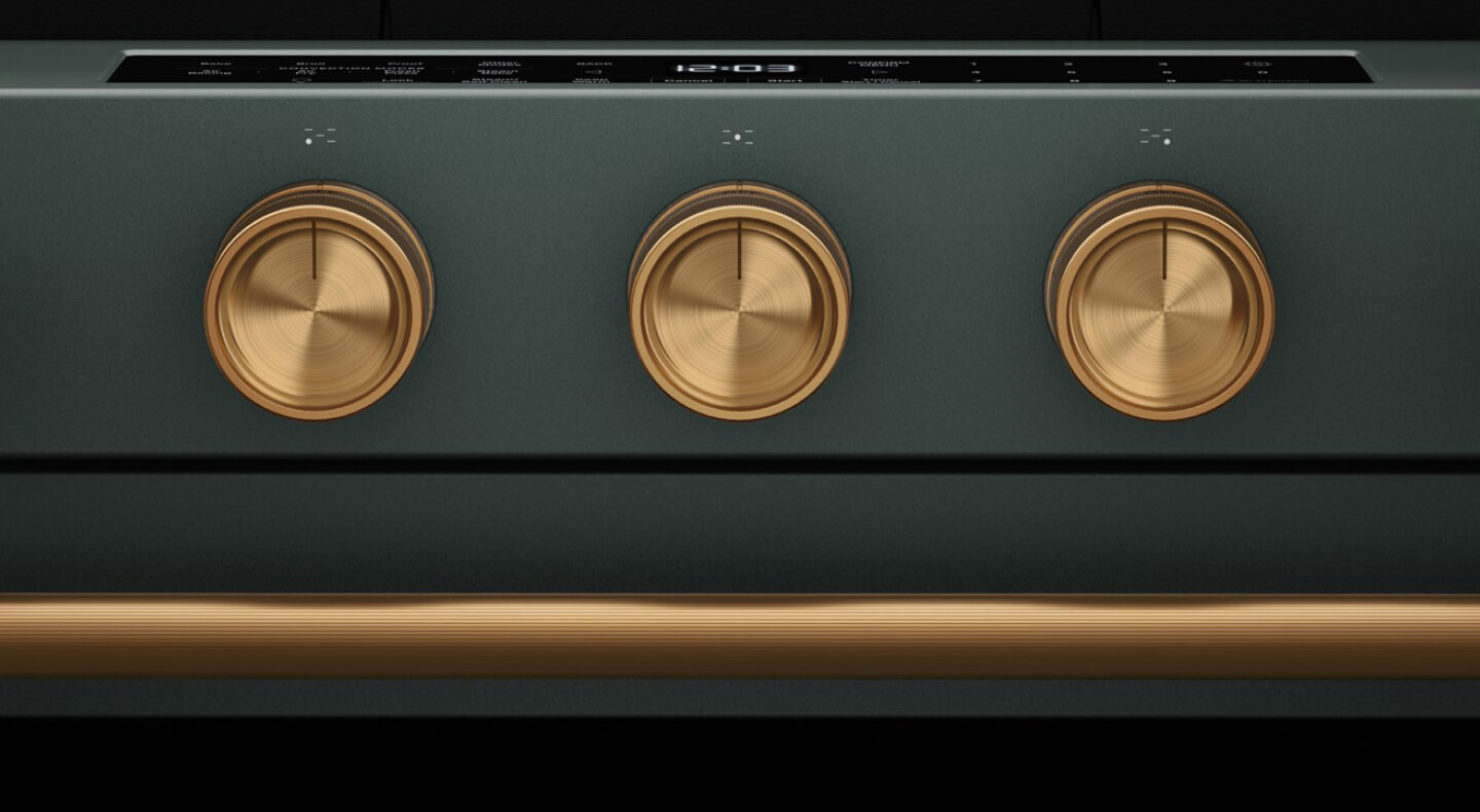 Close-up image of knobs on a KitchenAid® range