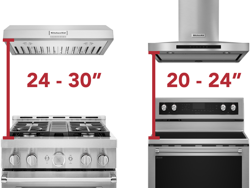 Stainless steel KitchenAid® range and range hood