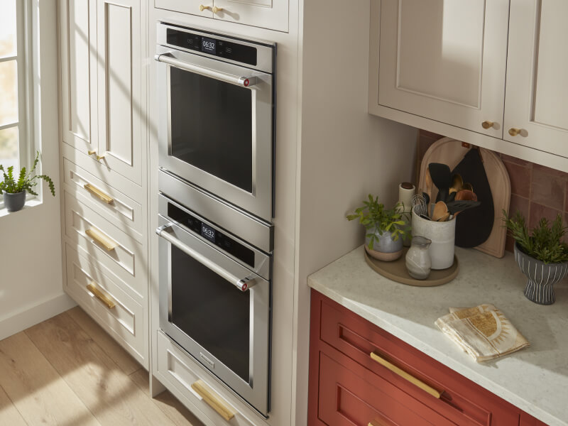  Double wall oven in white cabinetry