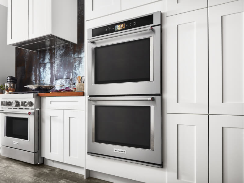 Double wall oven in a bright kitchen