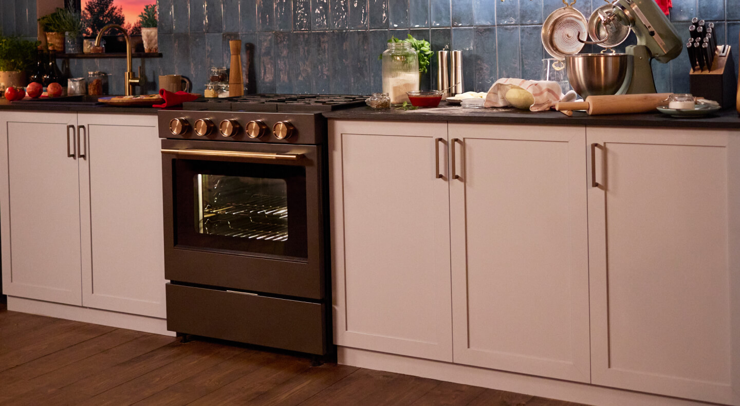 Slide-in range in an updated kitchen