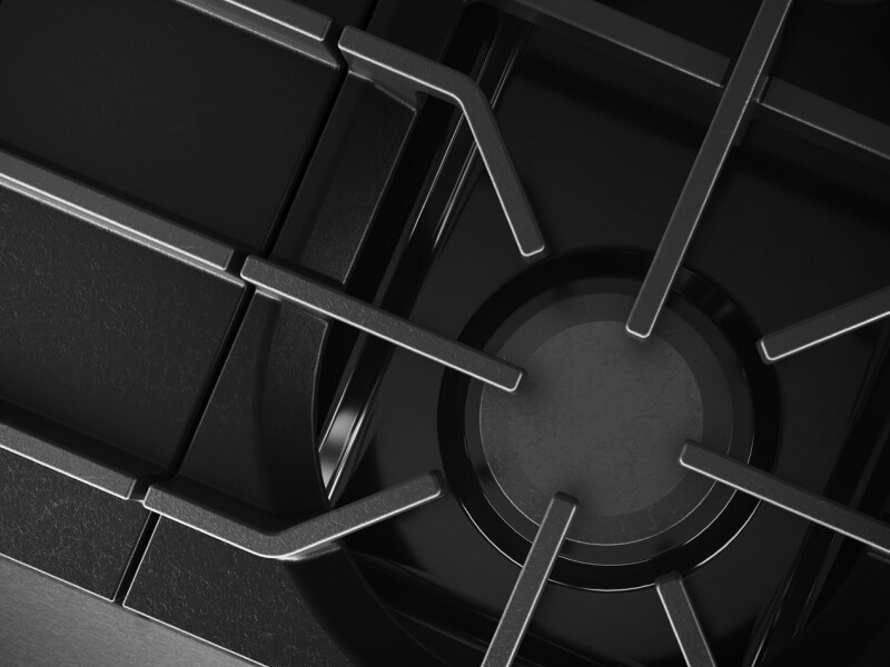 A close-up of a burner that isn’t lit
