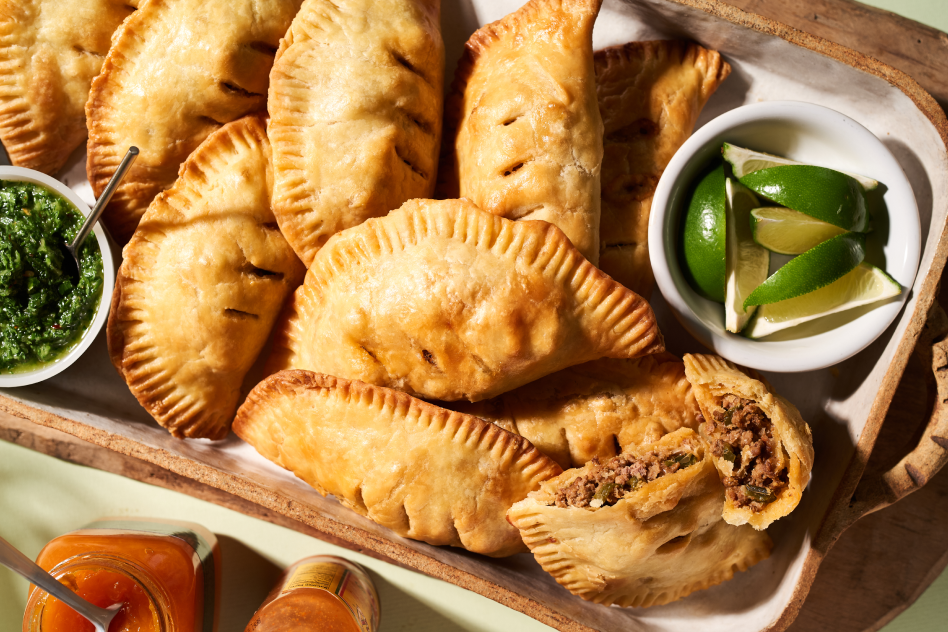 Closeup of empanada pastries