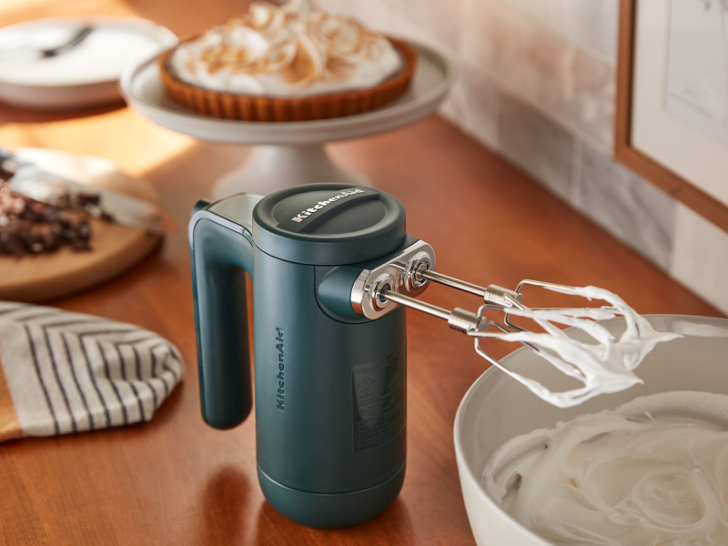 A KitchenAid® hand mixer