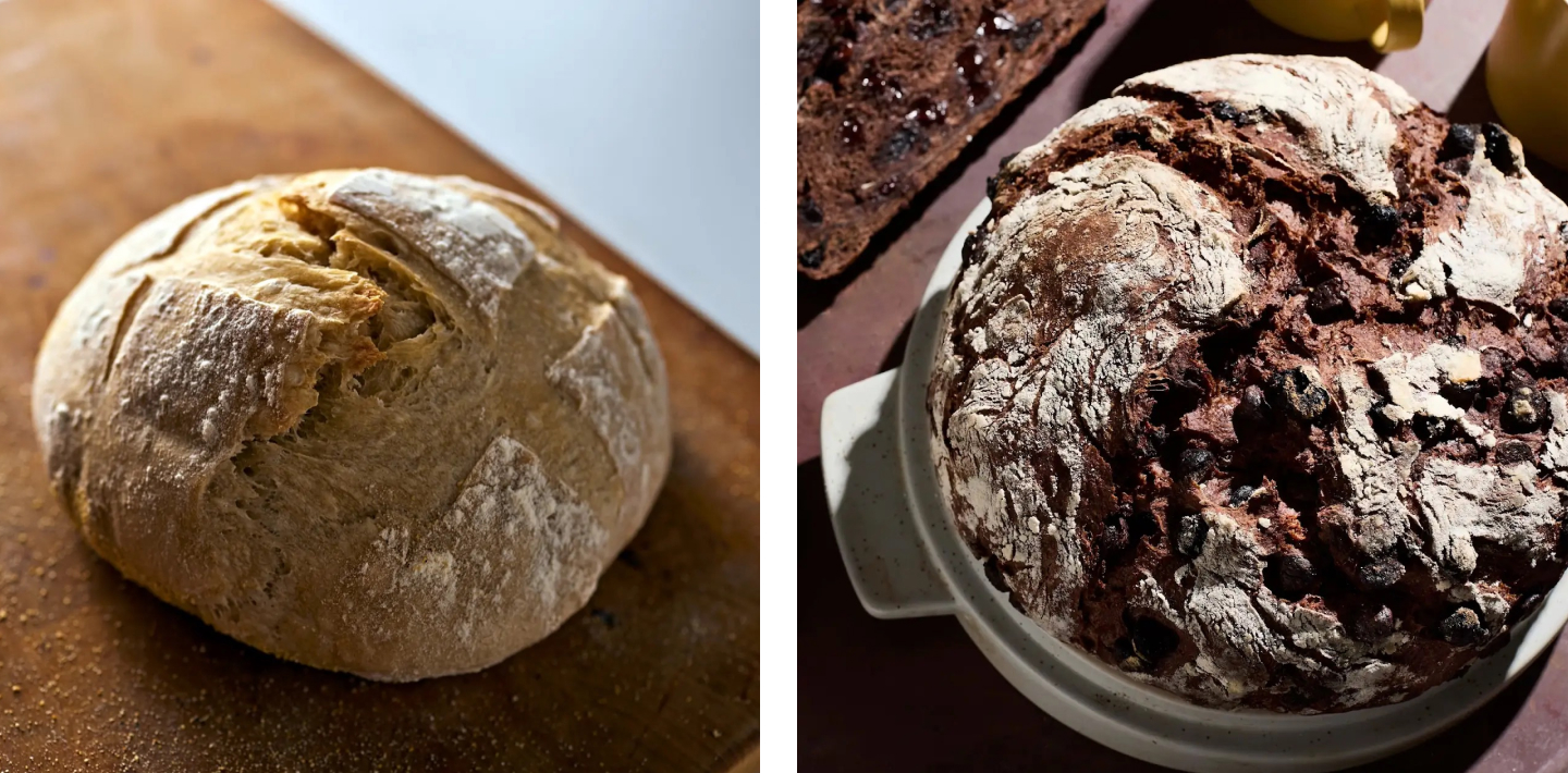 Two different types of homemade artisanal bread