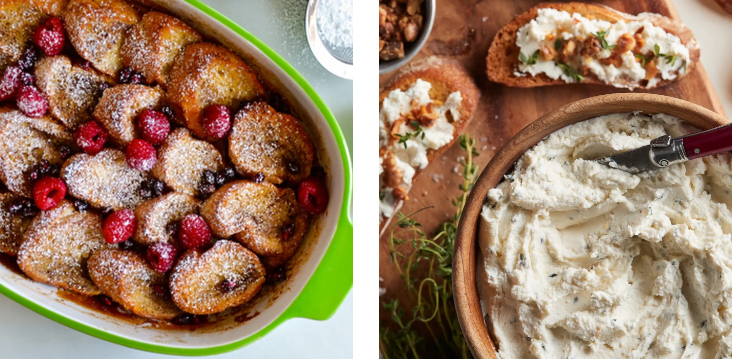 French toast and goat cheese mousse crostini