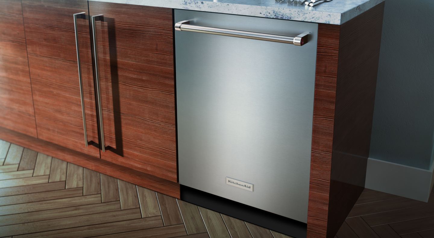 KitchenAid® dishwasher set in cabinetry