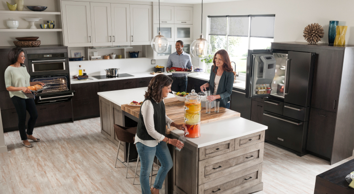 Group of people in an open concept kitchen