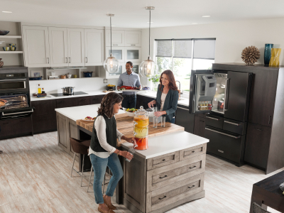 Group of people in an open concept kitchen