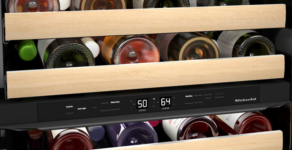 Dual temperature zone wine refrigerator