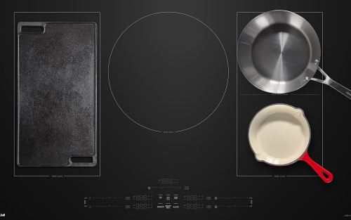 Pots and pans on a glass stovetop