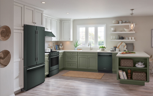 Kitchen with suite of KitchenAid® appliances in Juniper
