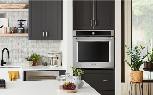 A full kitchen set-up featuring a KitchenAid® oven