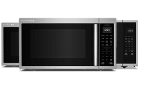 A collage of KitchenAid® Countertop Microwaves. 