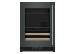24" Beverage Center with Glass Door and Wood-Front Racks