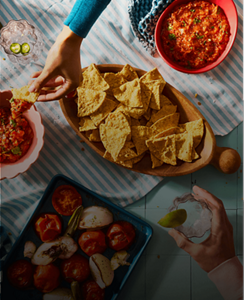 People eating nachos.