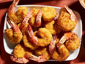Breaded shrimp on a plate