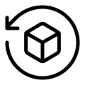 A cube with a counter-clockwise arrow around it.